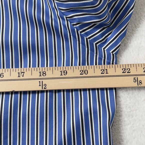 Eton Button Up Long Sleeve Shirt Mens Sz 15.5 39 M Striped Blue Contemporary - Picture 10 of 11